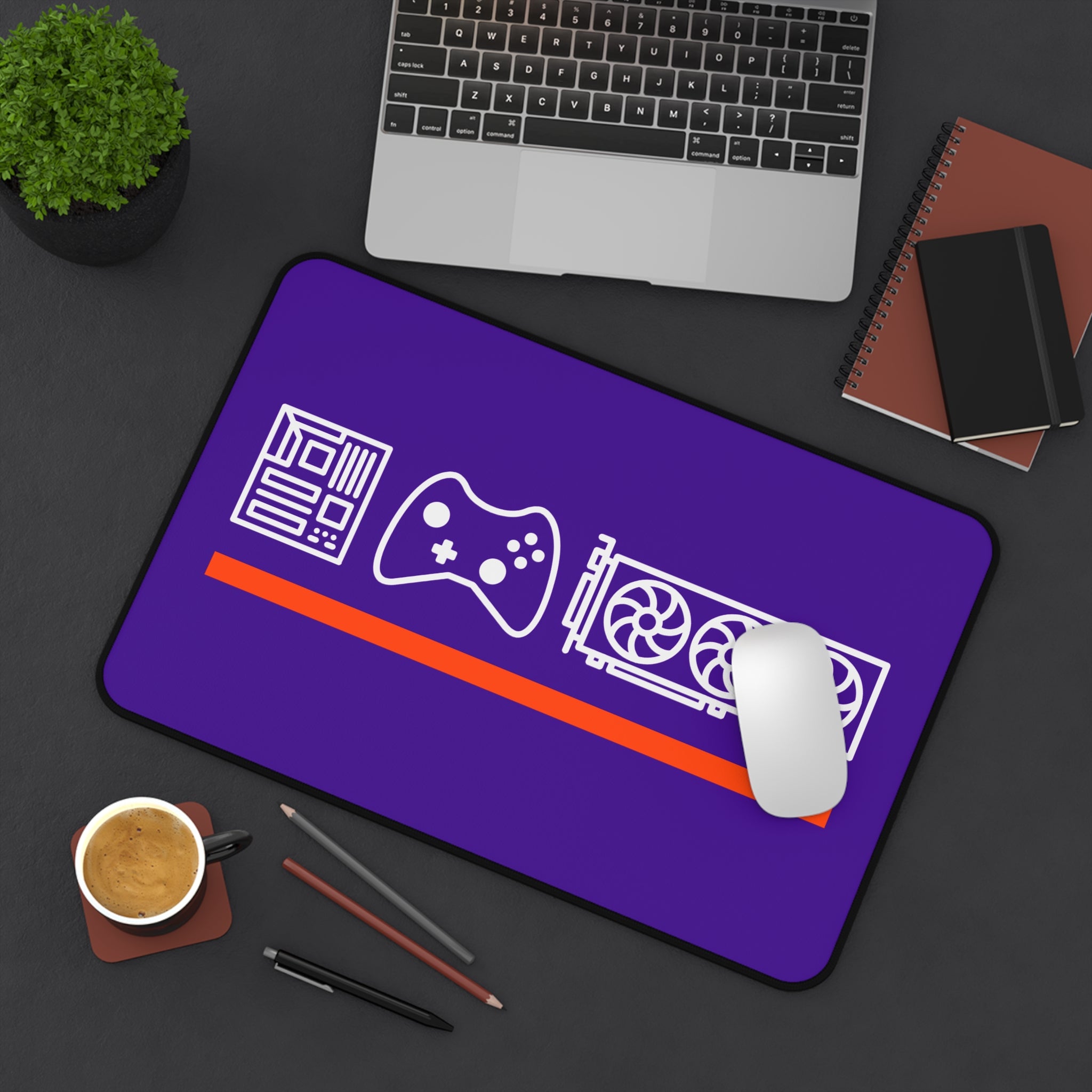 CGHW Gaming Desk Mat | PC Components & Controller Design, Large Purple Mouse Pad